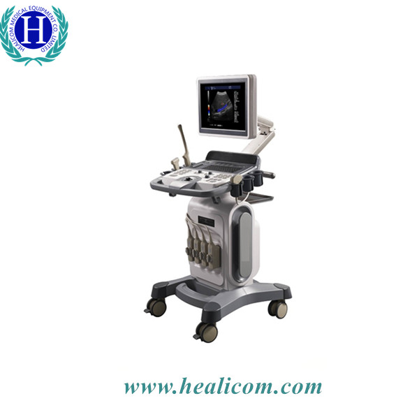 ប្រព័ន្ធរោគវិនិច្ឆ័យវេជ្ជសាស្ត្រ HUC-800 Full Digital Trolley 4D Color Doppler Ultrasound Scanner