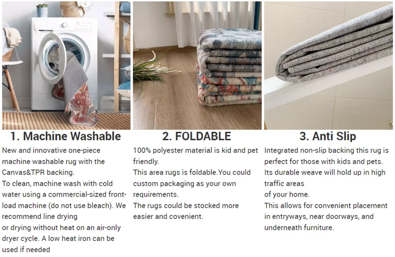 Vintage Washable Area Soft Floor Rugs for Home Alfombras de suelo suaves lavables vintage para el hogar