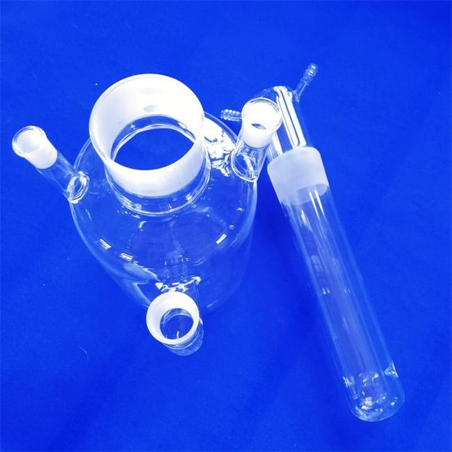 Transparent chemical reaction quartz distillation flask دورق تقطير كوارتز للتفاعل الكيميائي الشفاف