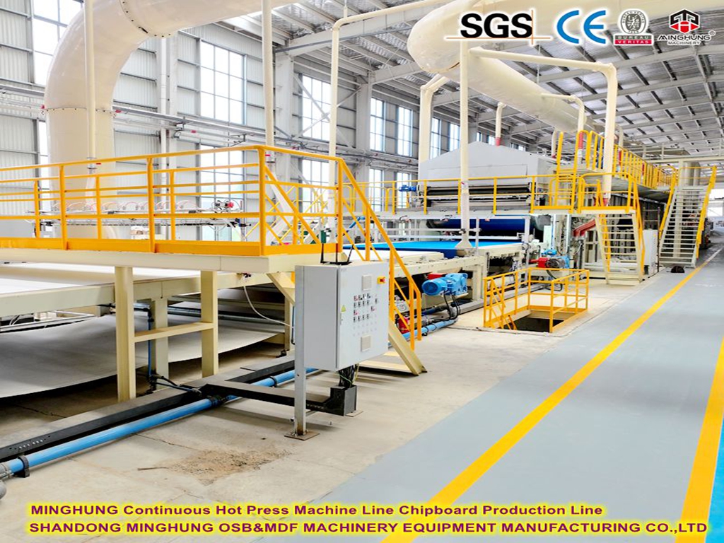 Continuous Hot Press Machine Line Chipboard Production Line خط إنتاج الألواح الحبيبية بالضغط الساخن المستمر MINGHUNG