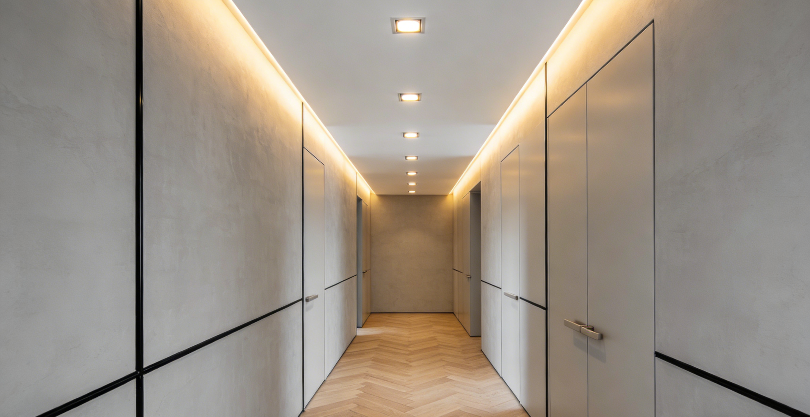Ultra-thin or recessed lighting fixtures for use in low-ceilinged hallways ਘੱਟ ਛੱਤ ਵਾਲੇ ਹਾਲਵੇਅ ਵਿੱਚ ਵਰਤਣ ਲਈ ਅਤਿ-ਪਤਲੇ ਜਾਂ ਰੀਸੈਸਡ ਲਾਈਟਿੰਗ ਫਿਕਸਚਰ