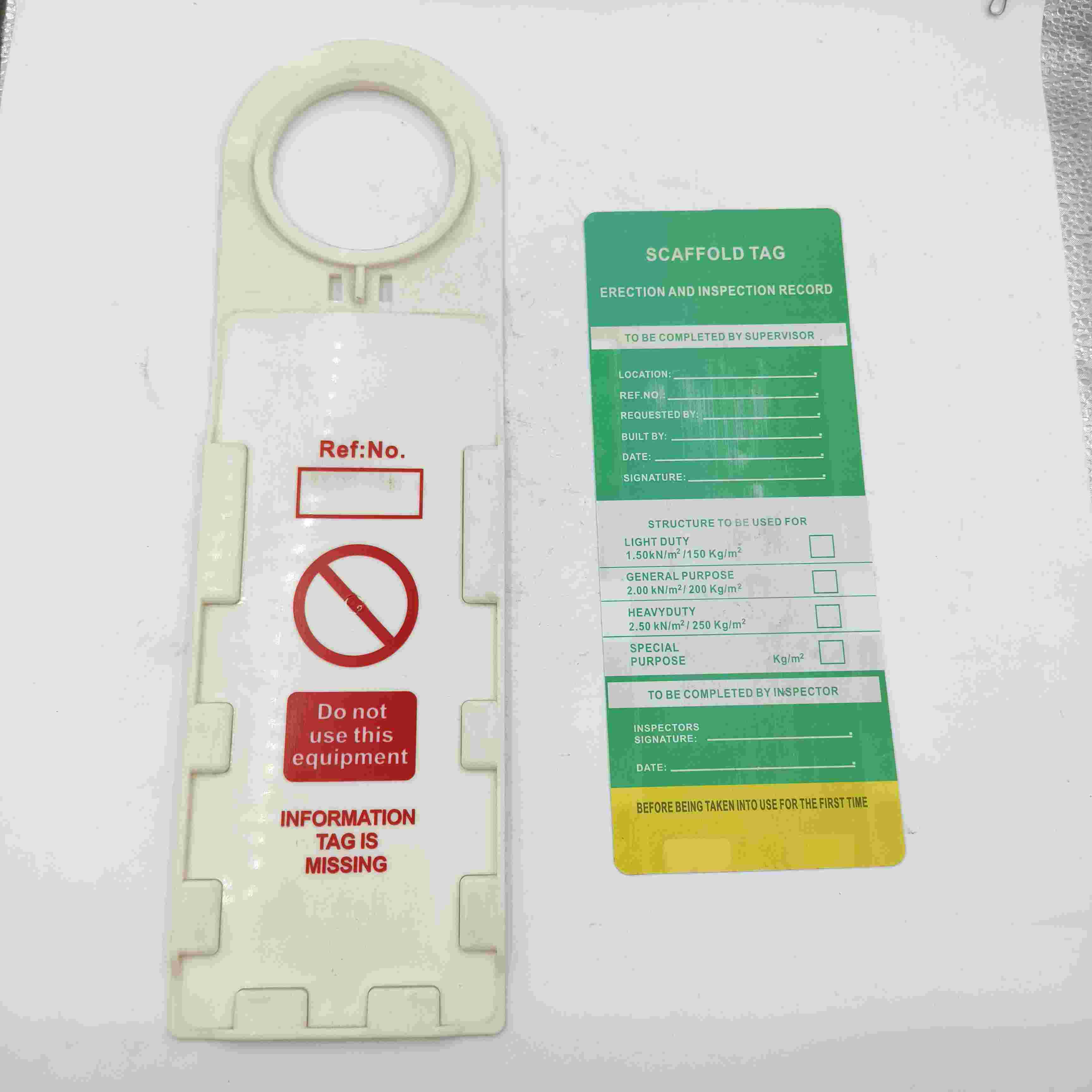 scaffold tag etichetta per impalcatura
