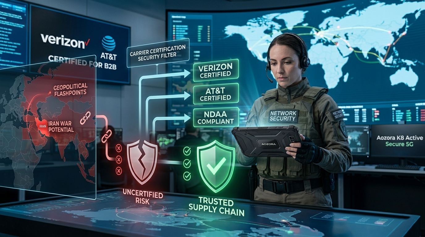 Security expert auditing a network using a Verizon certified rugged tablet Sicherheitsexperte prüft ein Netzwerk mithilfe eines von Verizon zertifizierten, robusten Tablets