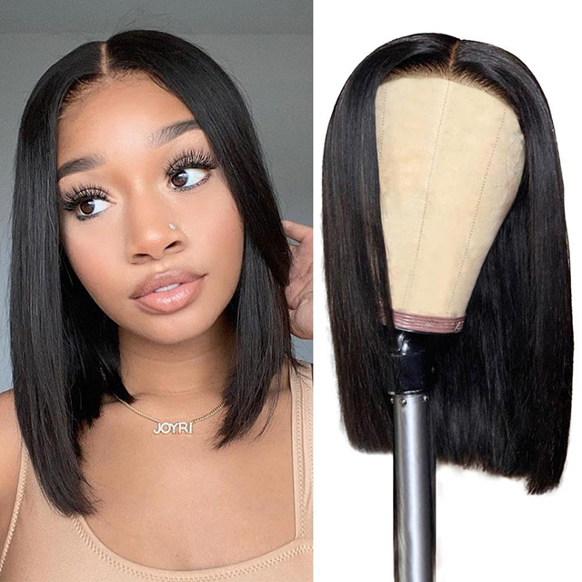 Short Glueless Straight Bob Hair Wig Кратка перика за равну боб косу без лепка