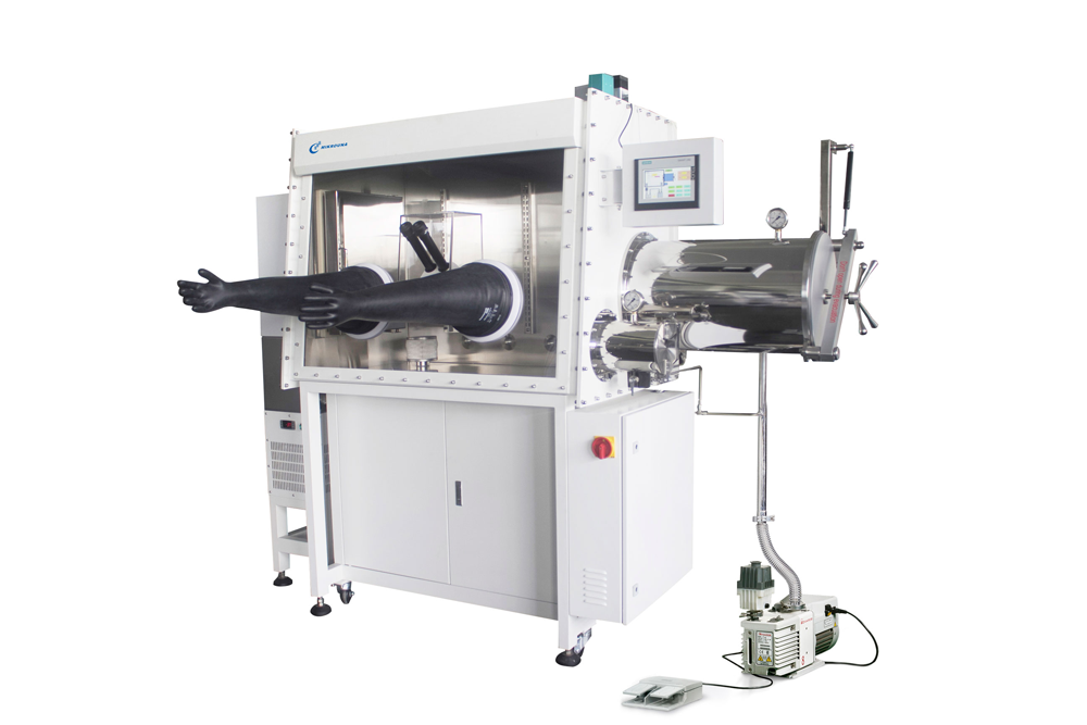 Single glove box with microscope Enkel handskoenboks met mikroskoop