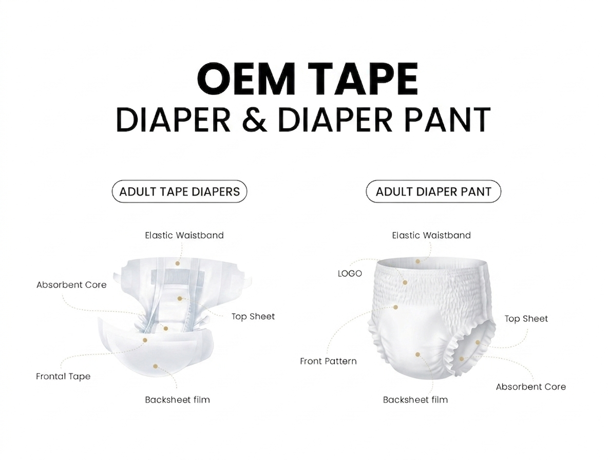 1、OEM ADULT DIAPERS STRUCTURE 1 、 هيكل حفاضات الكبار OEM
