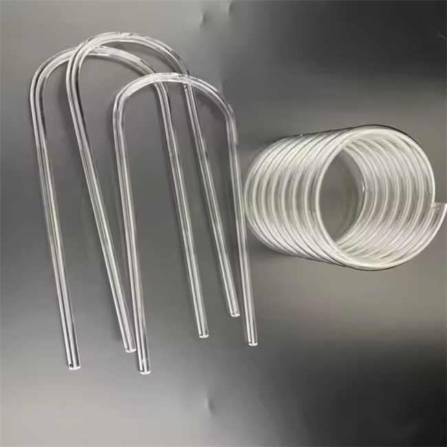 Outer diameter 10-500mm coil condensed spiral quartz tube Tubo de cuarzo en espiral condensado con bobina de 10-500mm de diámetro exterior