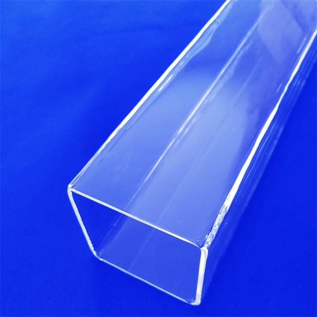 Transparent Fused Square Quartz Glass Tube Transparente quadratische Quarzglasröhre
