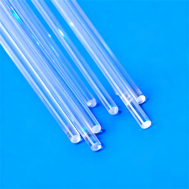 Solid transparent quartz light guide column factory Fábrica de coluna guia de luz de quartzo transparente sólida