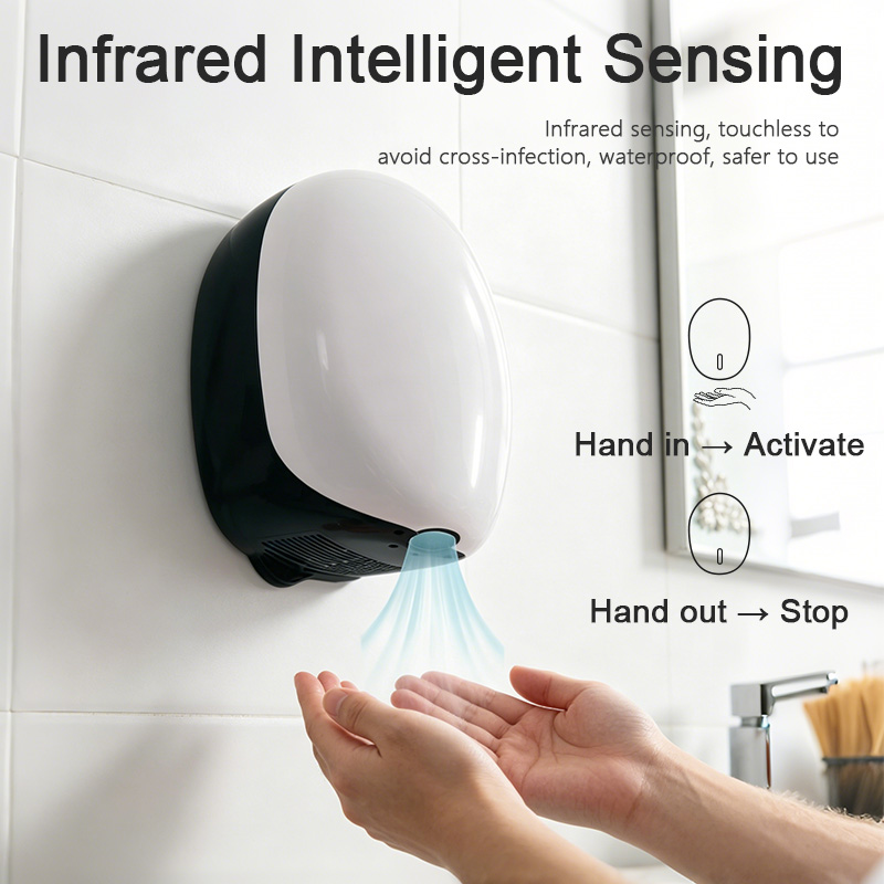 Touchless infrared sensor hand dryer for commercial bathrooms مجفف الأيدي المثبت على الحائط بمستشعر الأشعة تحت الحمراء SF-5050 مع وظيفة التشغيل والإيقاف التلقائي