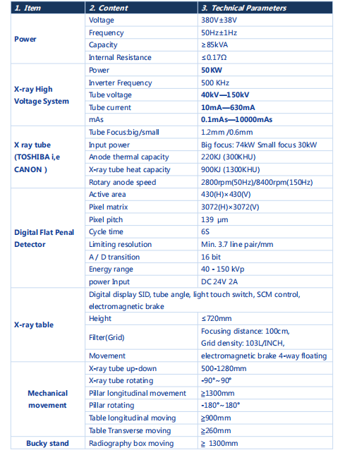 MCI0402 X-ray Machine Parameter MCI0402 معلمة آلة الأشعة السينية