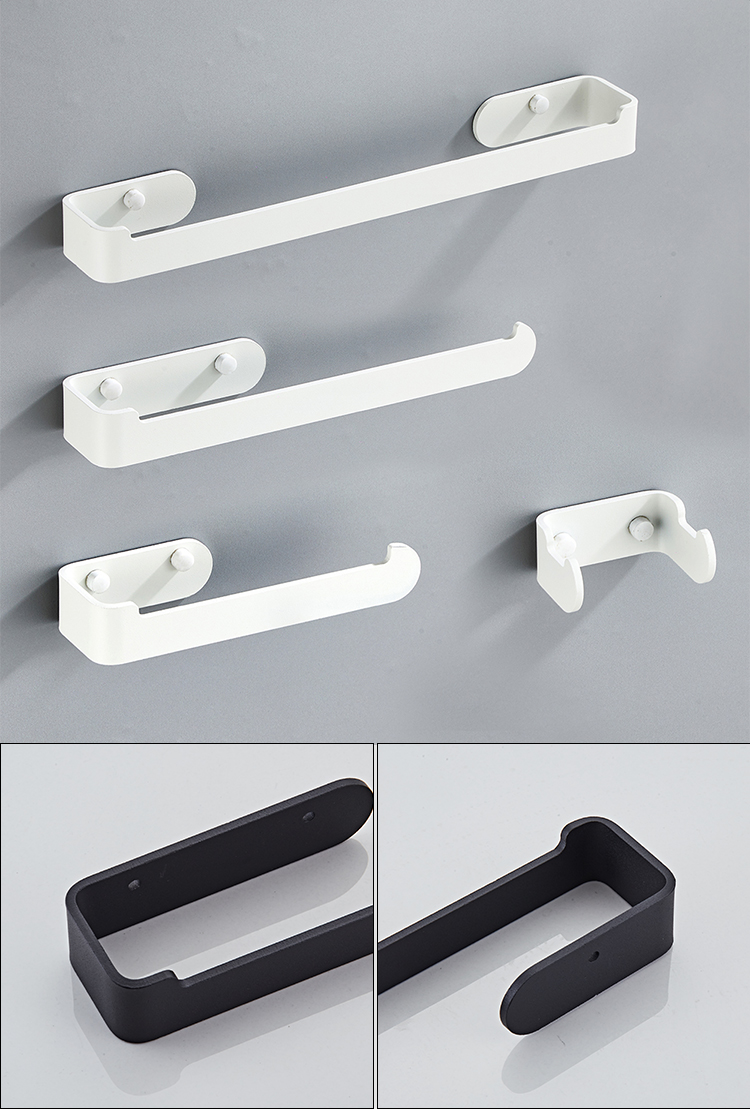 No Punching Black 4-Piece Towel Bar Set Non Punching Nigrum IV-Pice Linteum Bar Set