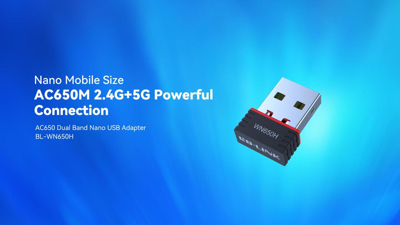 WN650H AC650 Adapta ya USB ya Bendi mbili ya WIFI
