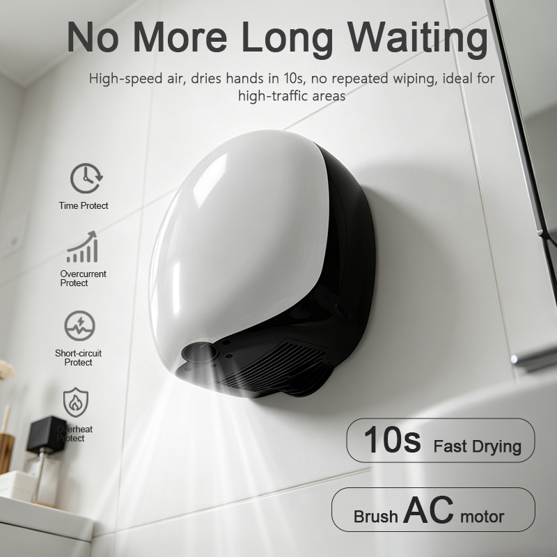 High-speed AC motor hand dryer with safety protection مجفف الأيدي المثبت على الحائط سريع الجفاف SF-5050 مع محرك تيار متردد وحماية السلامة