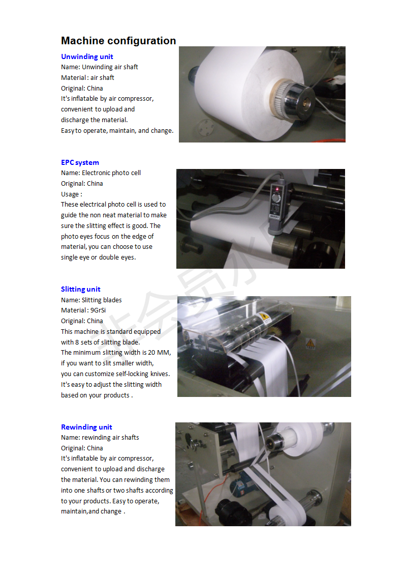 Slitting machine details Detaljer om skæremaskine