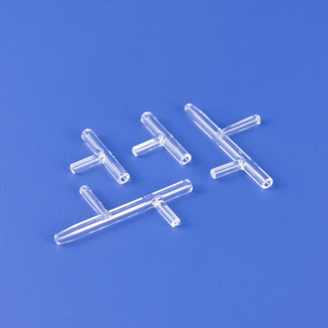 Transparent T-shaped quartz tube أنبوب كوارتز شفاف على شكل حرف T