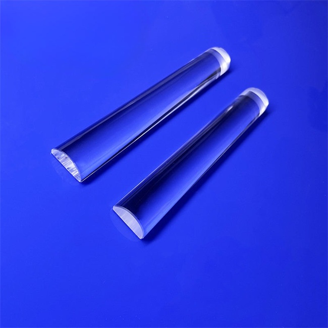 5-1000mm transparent polished semi-circular quartz rod 5–1000 mm transparenter, polierter, halbrunder Quarzstab