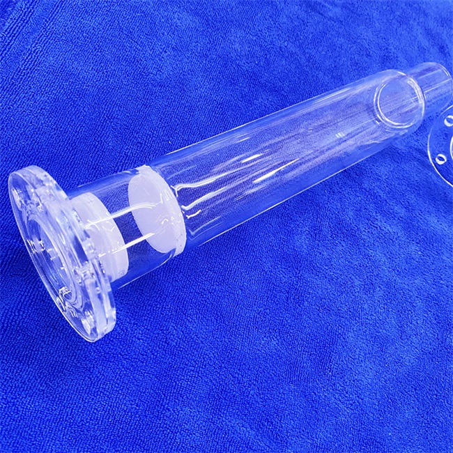 High temperature resistant quartz furnace tube with flange أنبوب فرن الكوارتز المقاوم لدرجة الحرارة العالية مع شفة
