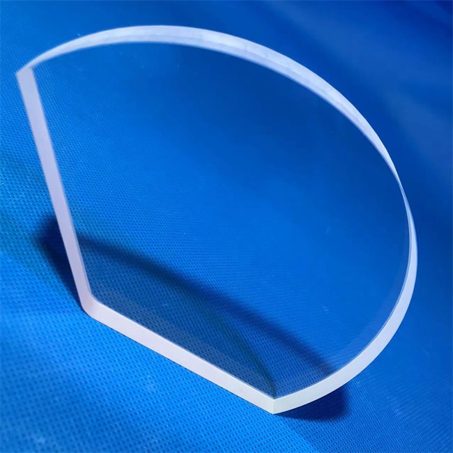 Customized Transparent Fan-shaped Quartz Glass Plate Placa de cristal de cuarzo transparente personalizada en forma de abanico