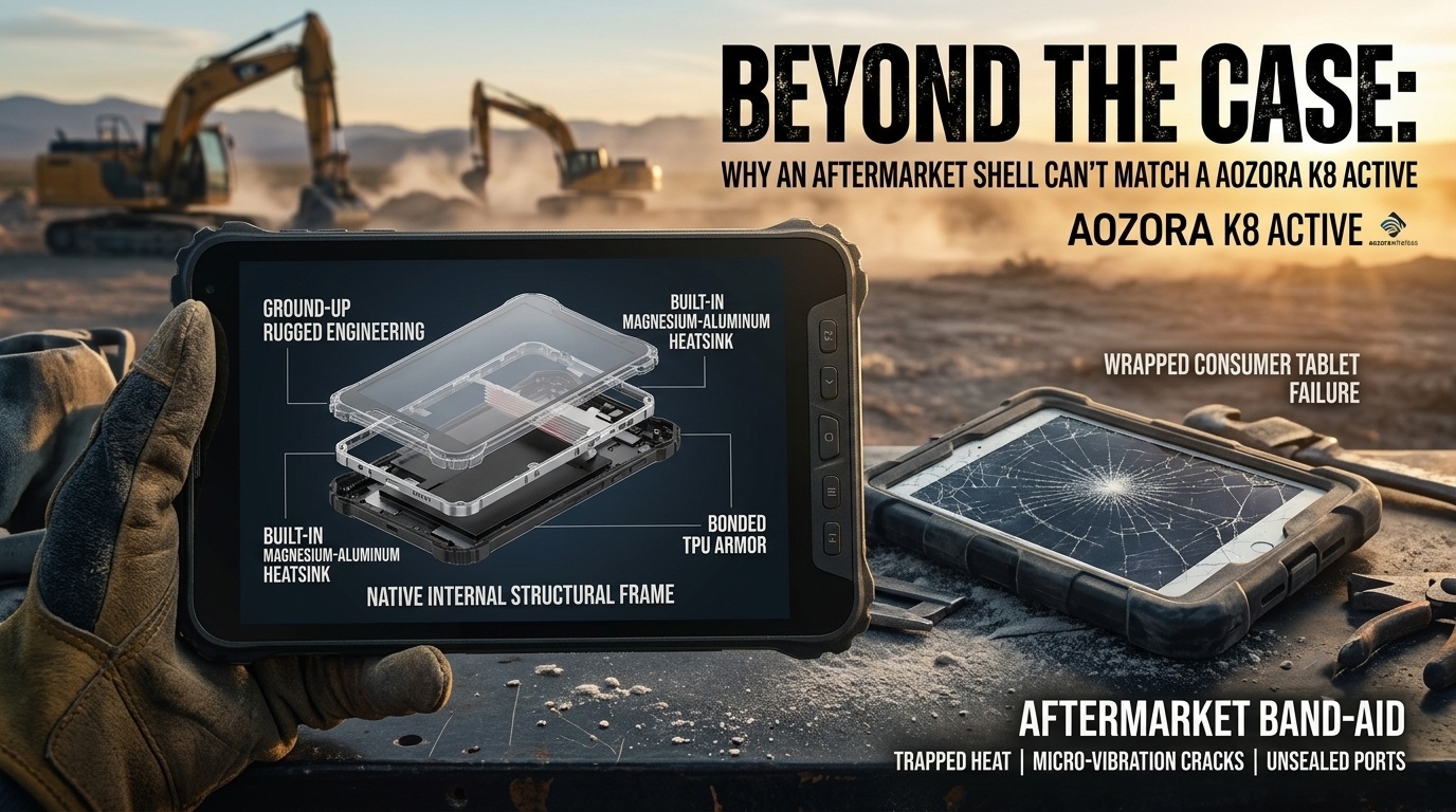 AOZORA K8 Active industrial rugged tablet showing native aluminum-titanium alloy internal framing diagram-3 AOZORA K8 Active Industrie-Robust-Tablet mit Innenrahmen aus nativer Aluminium-Titan-Legierung, Diagramm-3