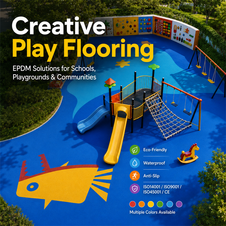 Colored EPDM rubber Play Flooring أرضيات اللعب المطاطية EPDM الملونة