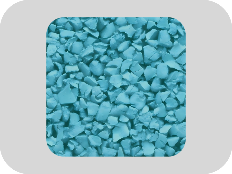 Sulfur free blue EPDM rubber granules Schwefelfreies blaues EPDM-Gummigranulat