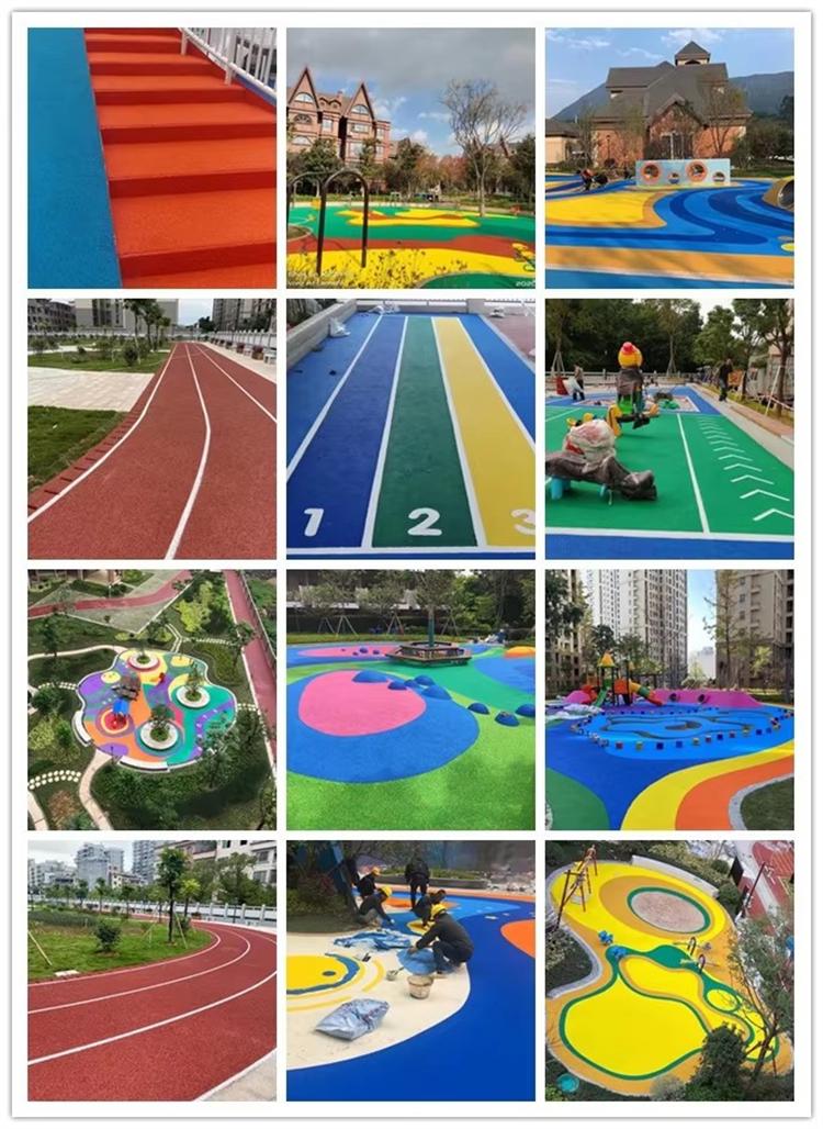 Colored EPDM rubber granules application Anwendung von farbigem EPDM-Gummigranulat