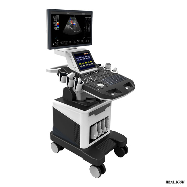 อุปกรณ์การแพทย์ HUC-820 จอภาพคู่เครื่องสแกนอัลตราซาวนด์ 4D trolly สี doppler
