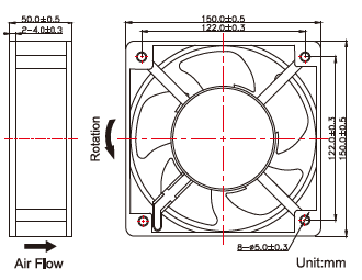 Dibujo ventilador 150X50 EC