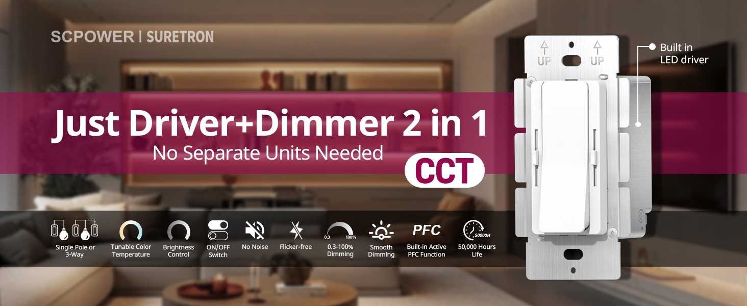 Just driver + dimmer 2 in 1 Suretron 60 W 96 W 120 W 160 W CV 2CH Dimm-CCT-Treiber + Dimmer 2 in 1 der kabelgebundenen LED-Schaltbeleuchtung.