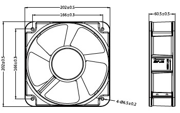 Dessins de ventilateur CC 200x60mm