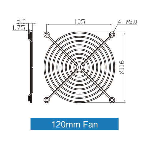 120 mm ventilatorkaptekening