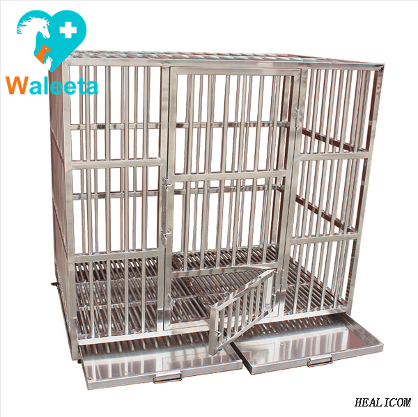 L'acier inoxydable WT-45 personnalise la cage pour animaux de compagnie à tube carré ventrinaire à verrouillage automatique facile à déplacer