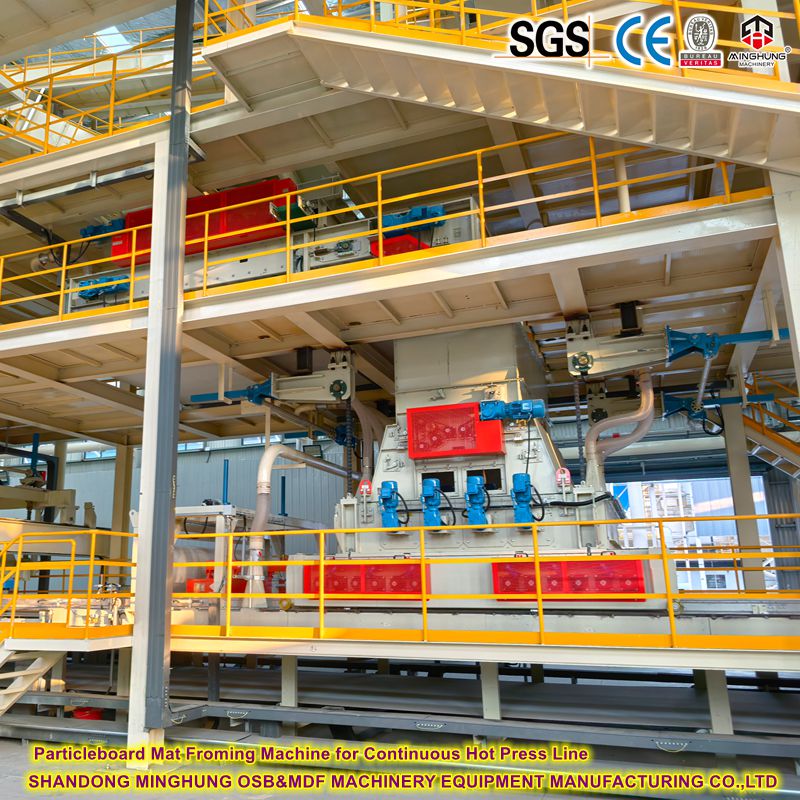 Үзгүлтүксүз ысык пресс линиясы үчүн MINGHUNG Particleboard Mat Froming Machine