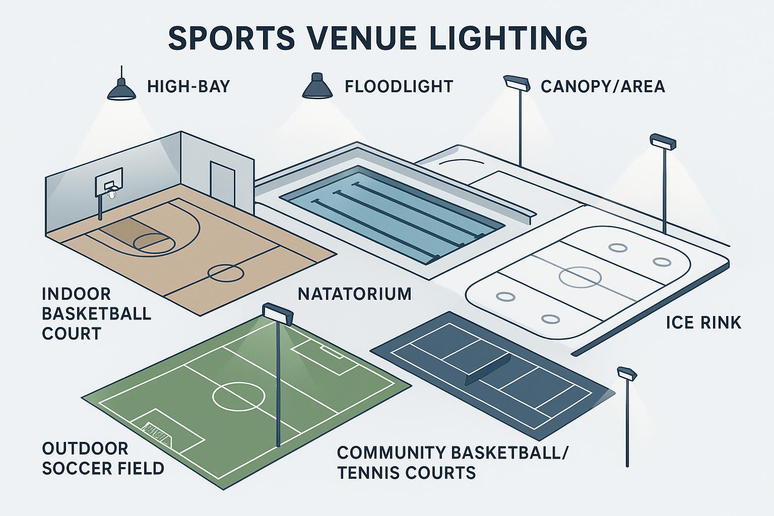 Beste LED-Beleuchtung nach Sportst&auml;ttenbereich (Leitfaden 2026)