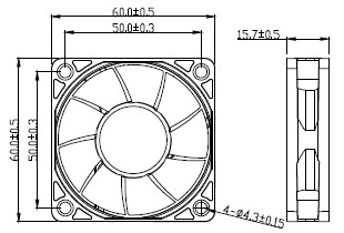 60x15mm DC-ventilatortekeningen