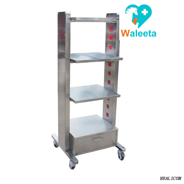 WT-07 Medical Pet Hospital Equipment 304 Edelstahl-Trolley Mobiler mehrschichtiger tragender Wagen mit Steckdose