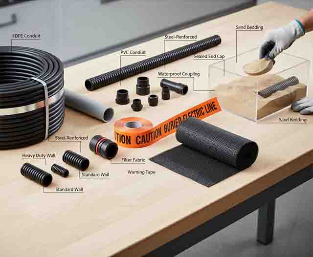 Installazione sotterranea di tubi corrugati in HDPE