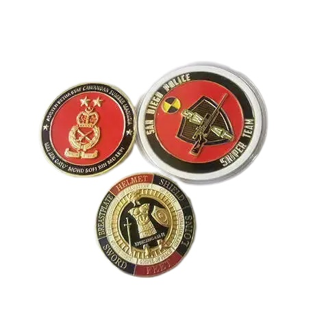 3D double side challenge coins gold palted badges