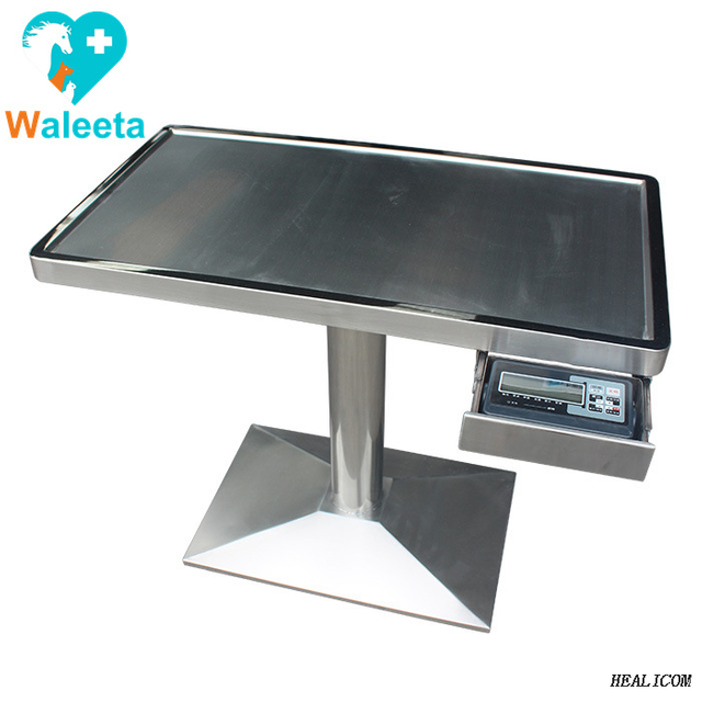 Básculas electrónicas equipadas personalizadas de acero inoxidable WT-23 Mesa de tratamiento de pesaje de columna de tratamiento veterinario