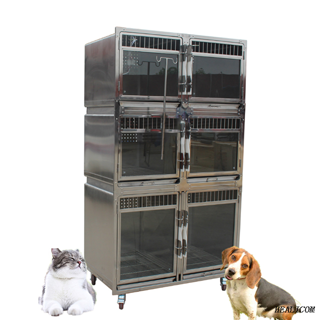 Jaulas de exhibición de mascotas veterinarias médicas WTC-04 de acero inoxidable para animales