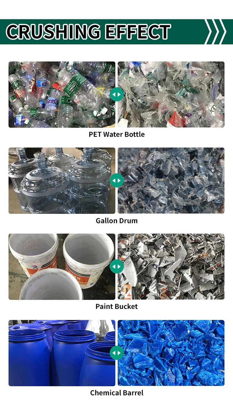 Verpletterende effek van plastiekbrekermasjien