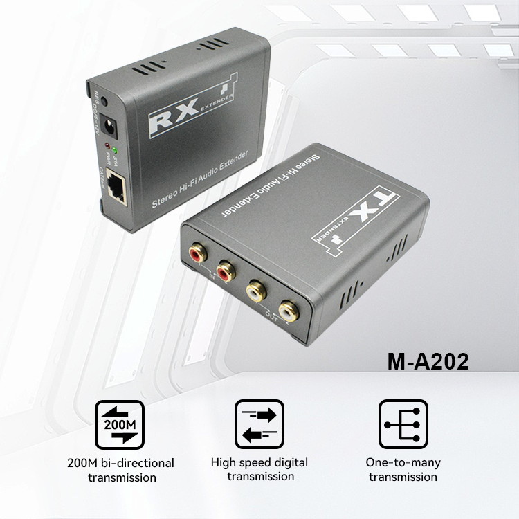 M-A202 双方向 Cat5e/6 RCA オーディオ エクステンダー