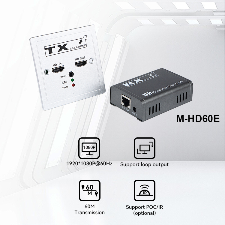 M-HD60E 86 panneaux POC IR boucle de sortie Cat5e/6 HD Extender
