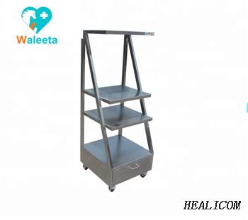 Meilleure vente WT-09 clinique d'hôpital vétérinaire en acier inoxydable Mobile facile d'utilisation magasin vétérinaire médical chariot à trois couches