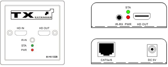 【M-HK100B】 Extensor HD Cat5e/6 con salida de bucle IR 4K