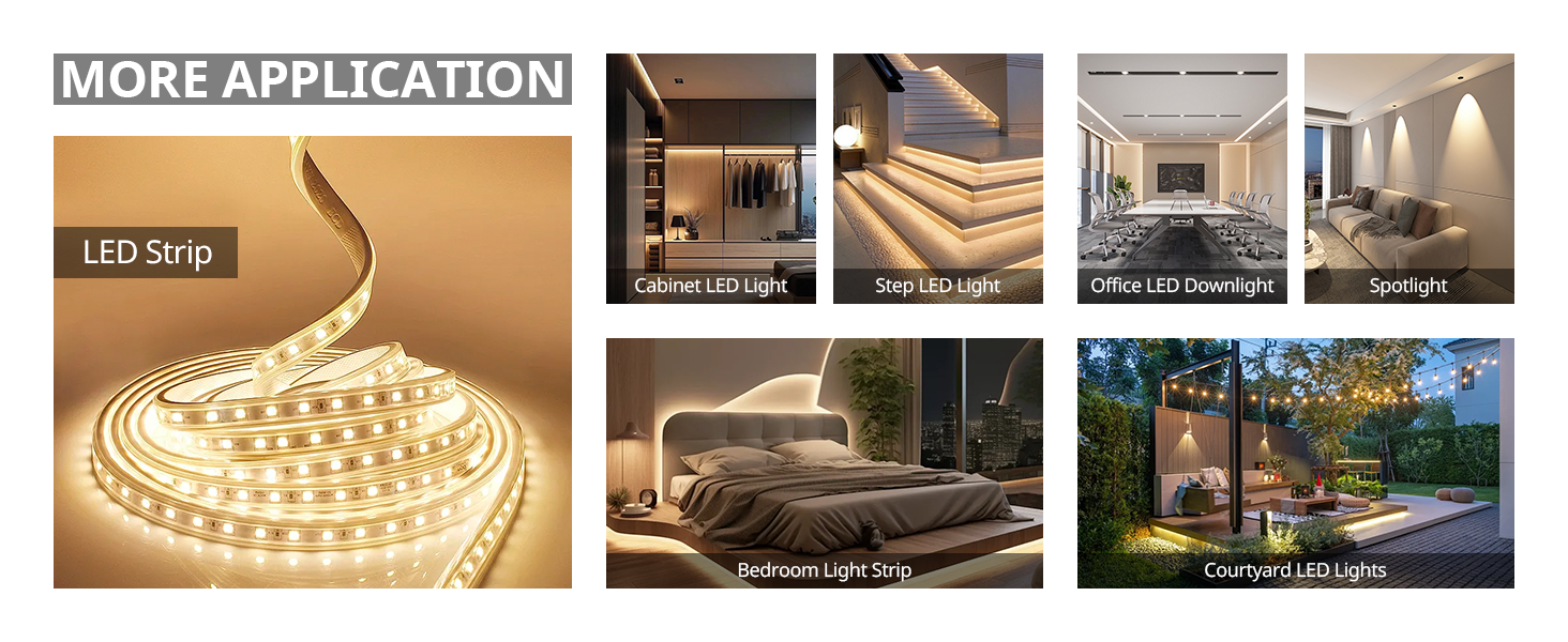 SURETRON Driver+Switch 2 i 1 applikationseksempler til forskellig LED-belysning.