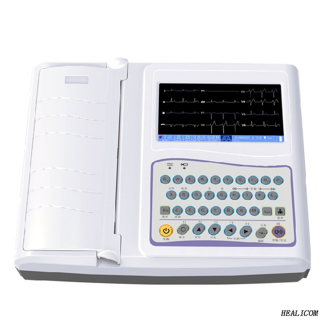 Китай HE-12A медицинский больничный электрокардиограф портативный 12-канальный 12-канальный цифровой цветной дисплей ЭКГ-машина