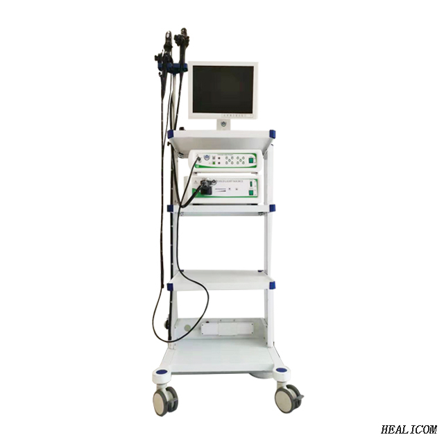 រទេះរុញកញ្ចក់ពិនិត្យសុខភាពដែលអនុម័តដោយ CE ISO ជាមួយ HFC-1650 Fiber Colonoscope និង HFG-300A fiber gastroscope