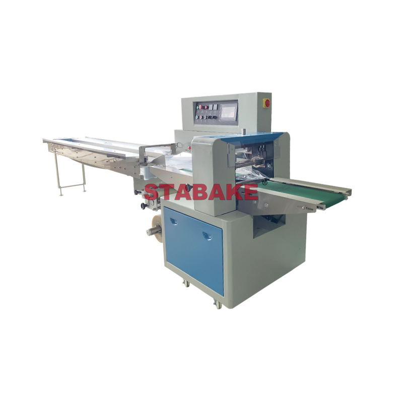 Máquina de embalaje de almohada de flujo horizontal para pan de flujo automático de tortilla de pan plano